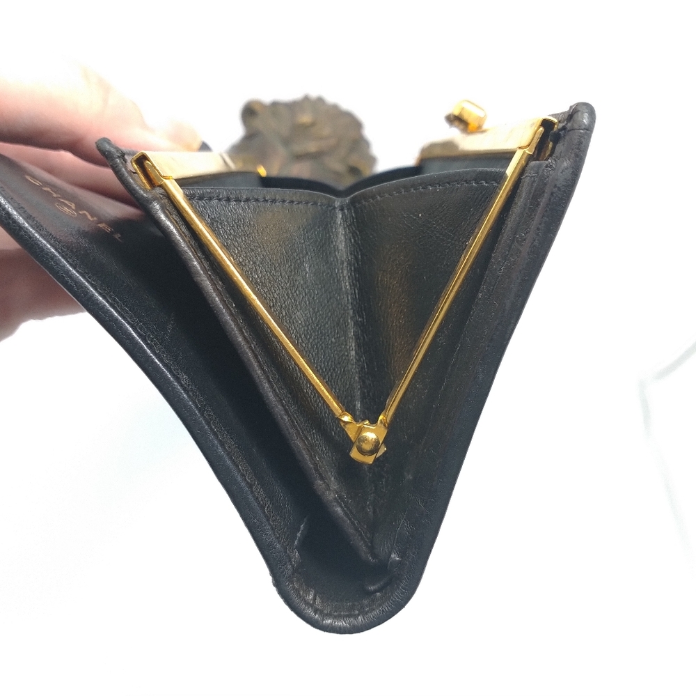 CHANEL Quilted Diamond pattern CC Gold Black Bifold Wallet with Chanel Box - Picture 11 of 17